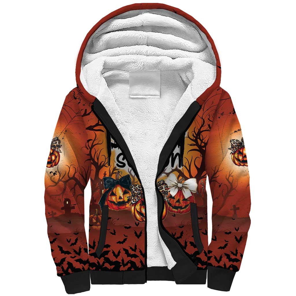 Coquette Pumpkin Halloween Sherpa Hoodie It's Spooky Season LT05 - Wonder Print Shop