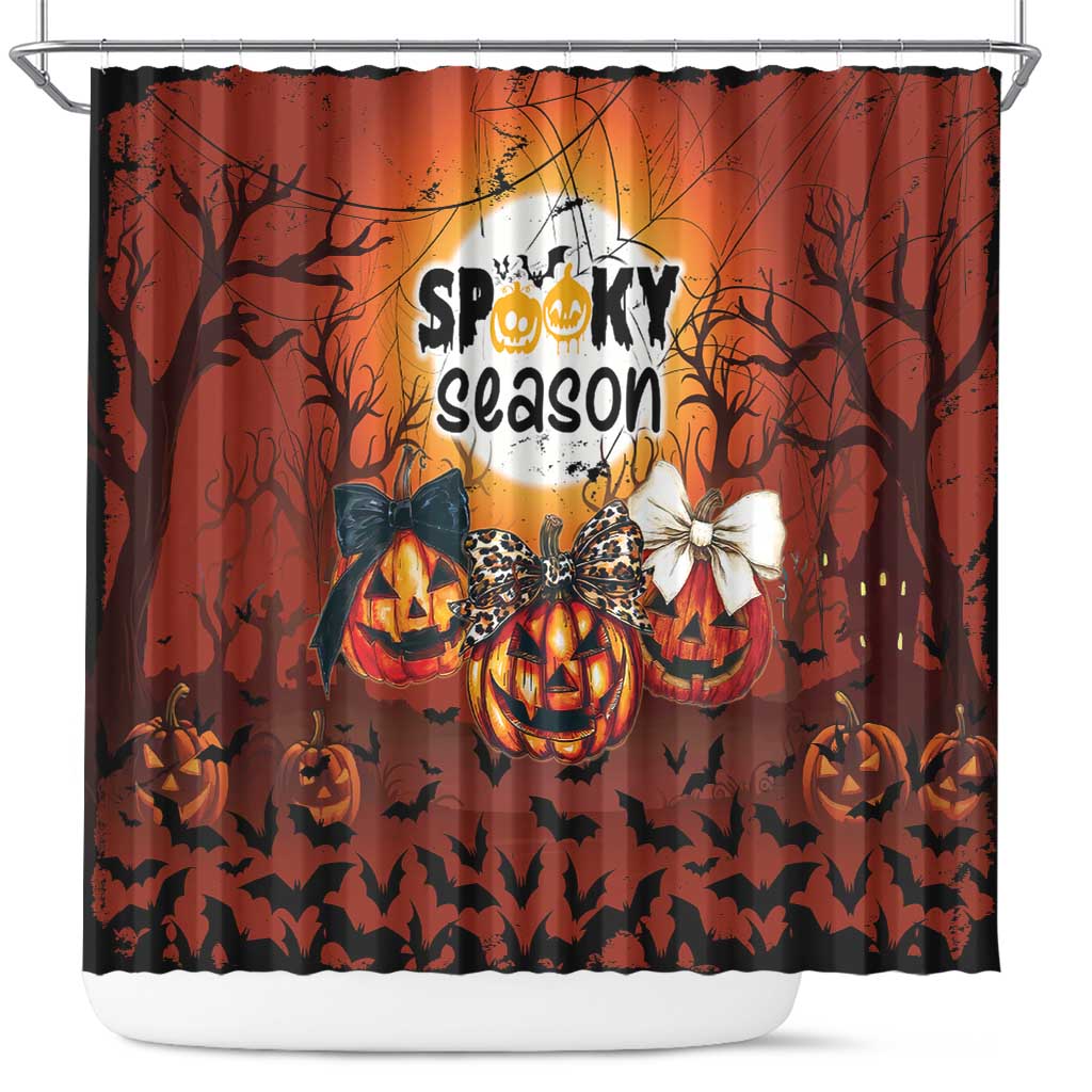Coquette Pumpkin Halloween Shower Curtain It's Spooky Season