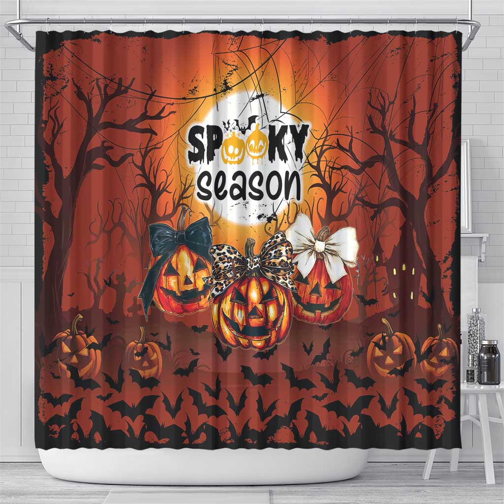 Coquette Pumpkin Halloween Shower Curtain It's Spooky Season