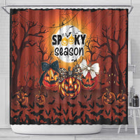 Coquette Pumpkin Halloween Shower Curtain It's Spooky Season