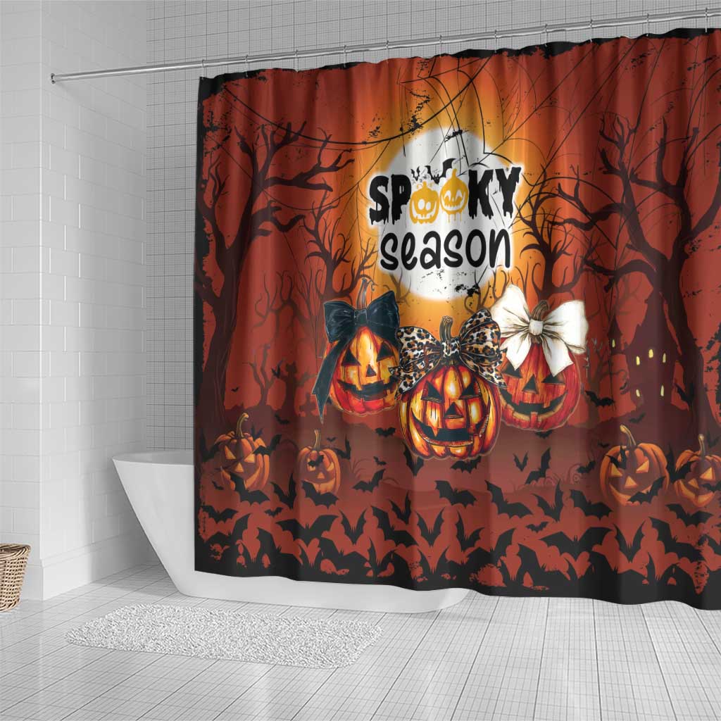 Coquette Pumpkin Halloween Shower Curtain It's Spooky Season