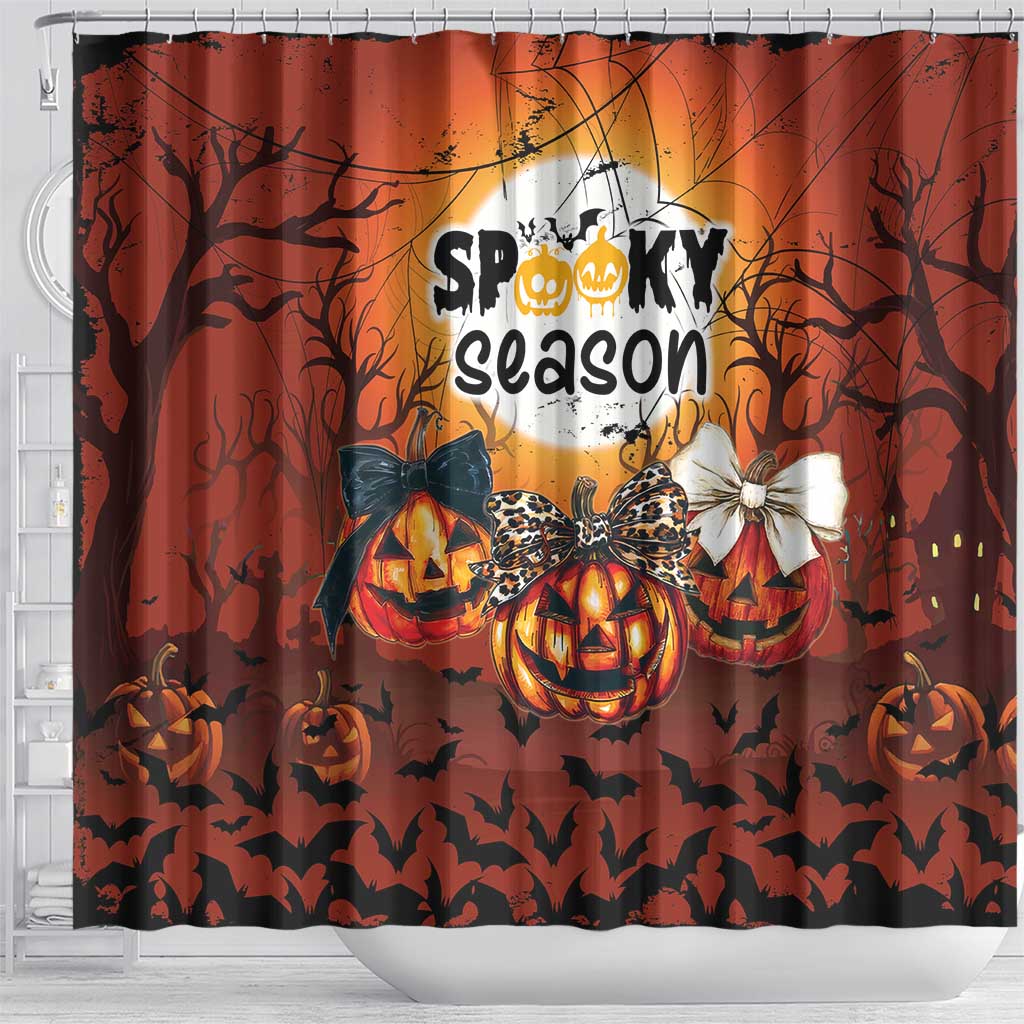 Coquette Pumpkin Halloween Shower Curtain It's Spooky Season