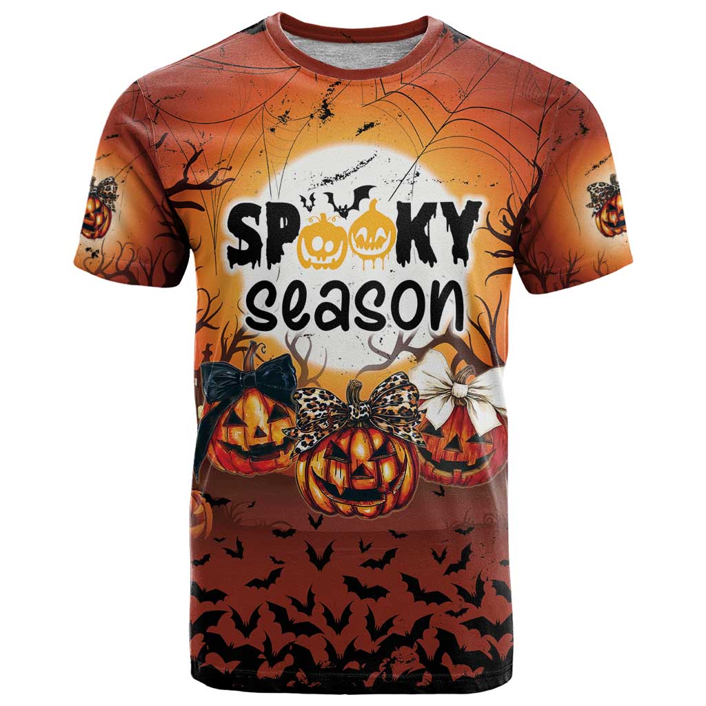 Coquette Pumpkin Halloween T Shirt It's Spooky Season LT05 - Wonder Print Shop