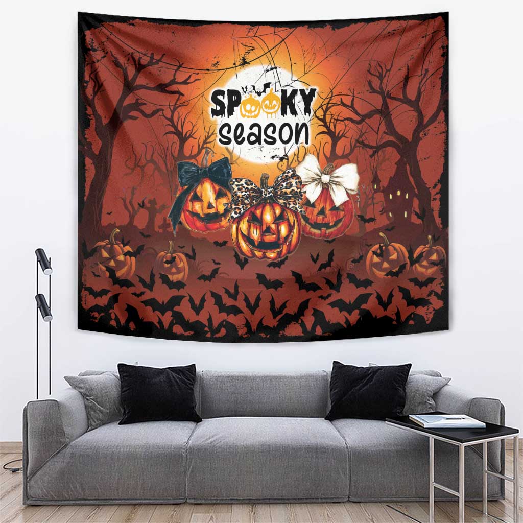 Coquette Pumpkin Halloween Tapestry It's Spooky Season LT05 - Wonder Print Shop