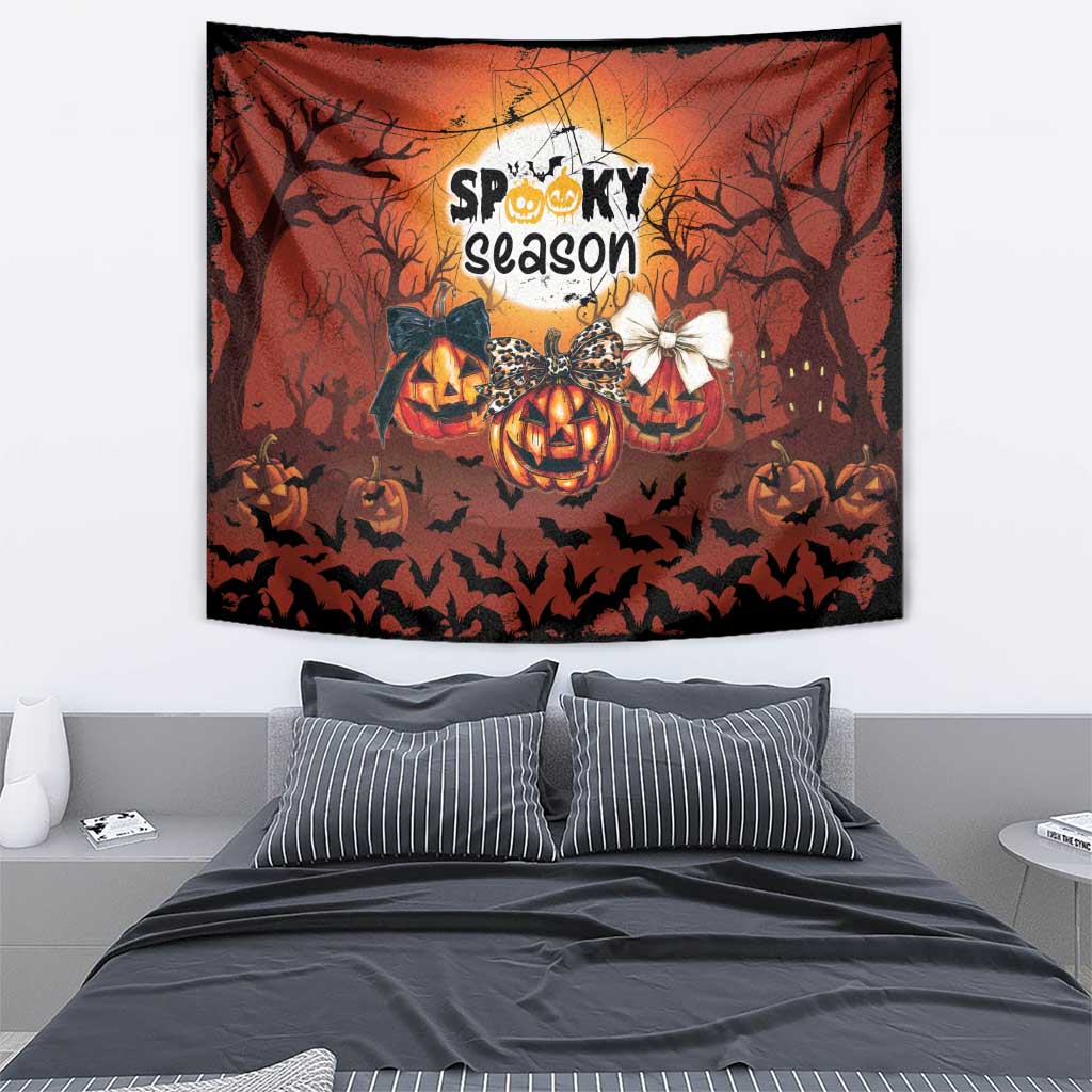 Coquette Pumpkin Halloween Tapestry It's Spooky Season LT05 - Wonder Print Shop