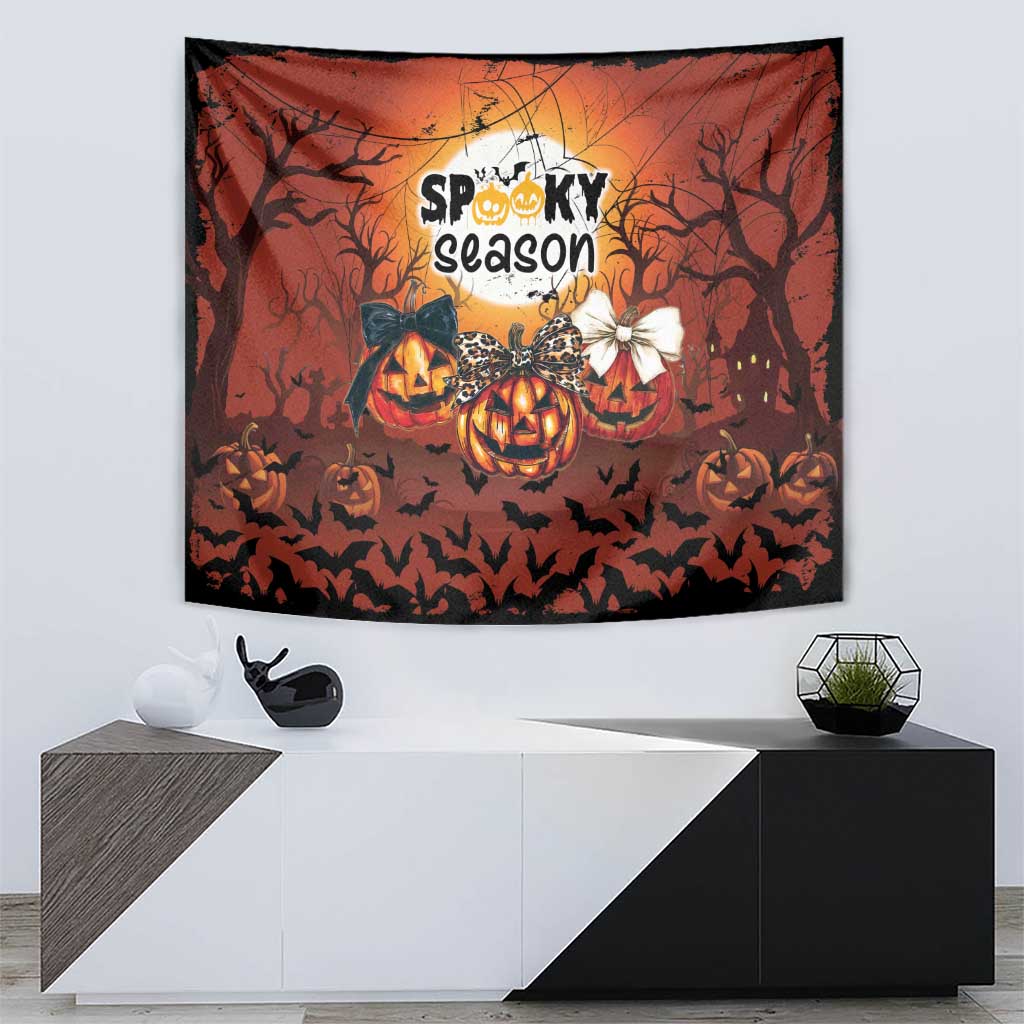 Coquette Pumpkin Halloween Tapestry It's Spooky Season LT05 - Wonder Print Shop