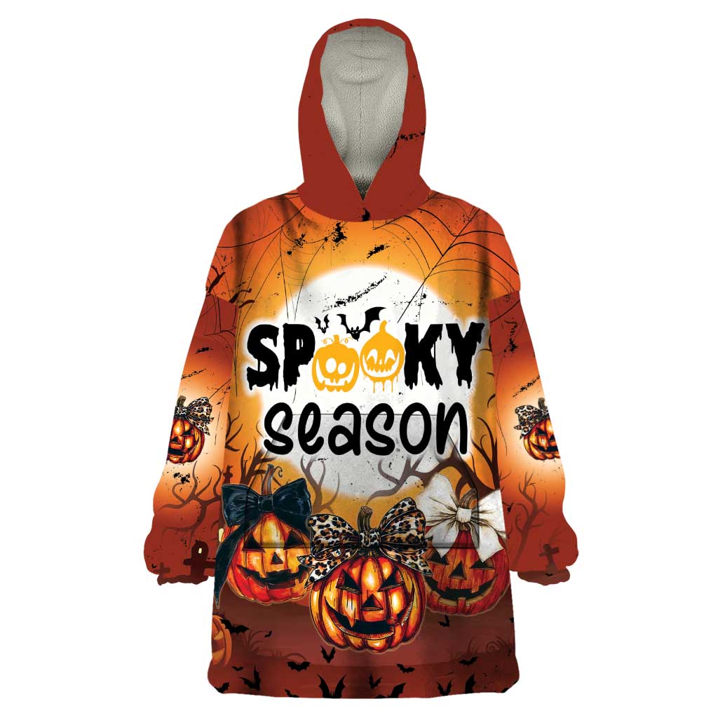 Coquette Pumpkin Halloween Wearable Blanket Hoodie It's Spooky Season LT05 - Wonder Print Shop