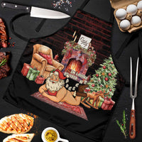 Funny Christmas Apron Naughty Santa Im Laying On Your Present - Wonder Print Shop