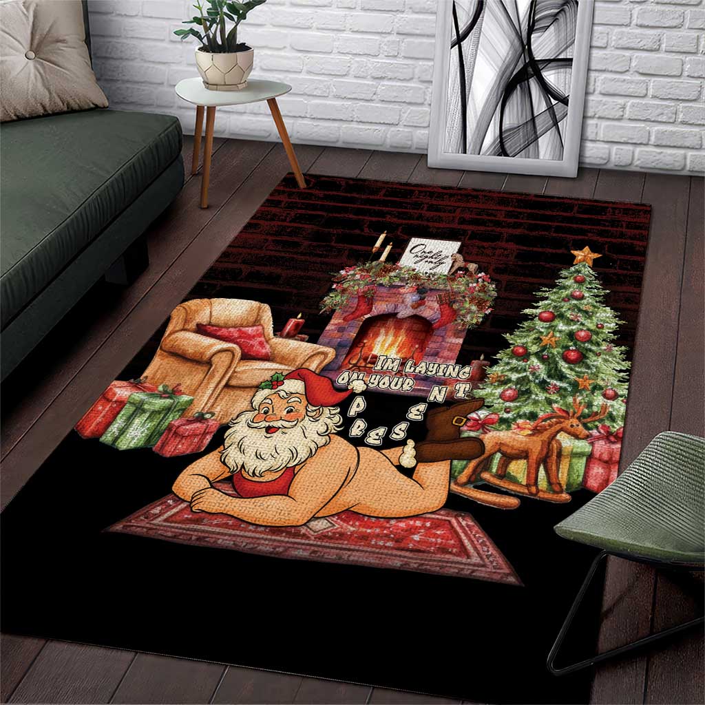 Funny Christmas Area Rug Naughty Santa Im Laying On Your Present - Wonder Print Shop