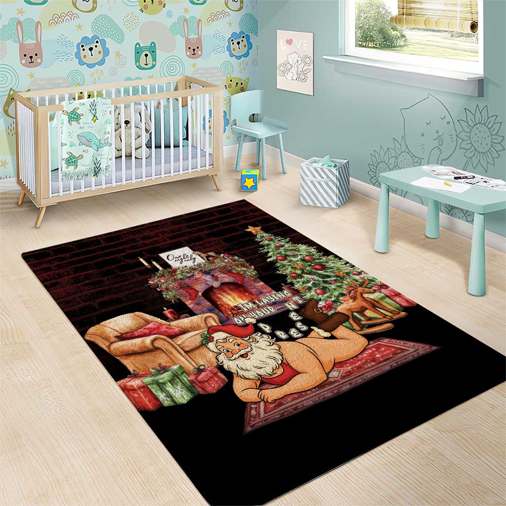 Funny Christmas Area Rug Naughty Santa Im Laying On Your Present - Wonder Print Shop