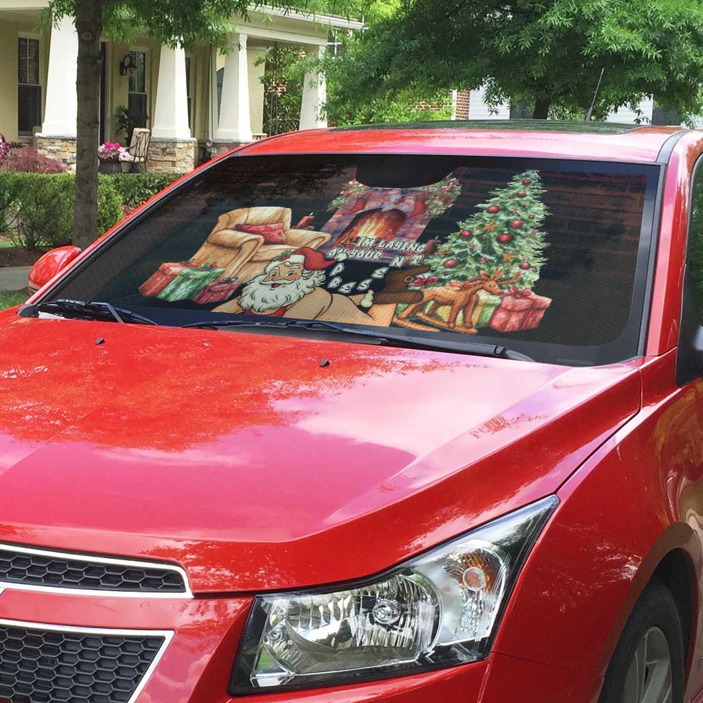 Funny Christmas Auto Sun Shade Naughty Santa Im Laying On Your Present - Wonder Print Shop