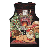 Funny Christmas Basketball Jersey Naughty Santa Im Laying On Your Present - Wonder Print Shop