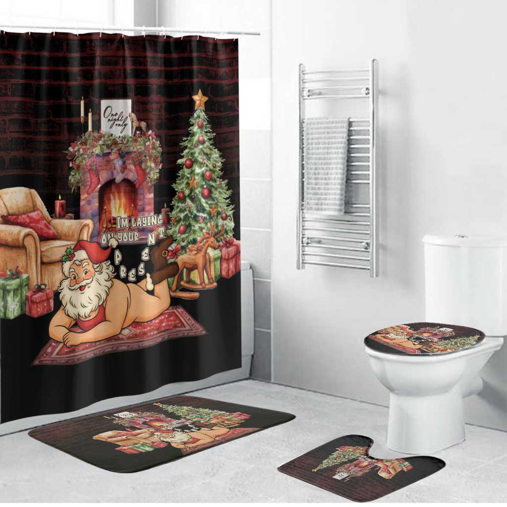 Funny Christmas Bathroom Set Naughty Santa Im Laying On Your Present - Wonder Print Shop