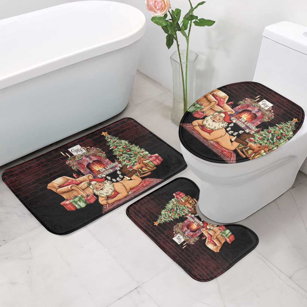 Funny Christmas Bathroom Set Naughty Santa Im Laying On Your Present - Wonder Print Shop