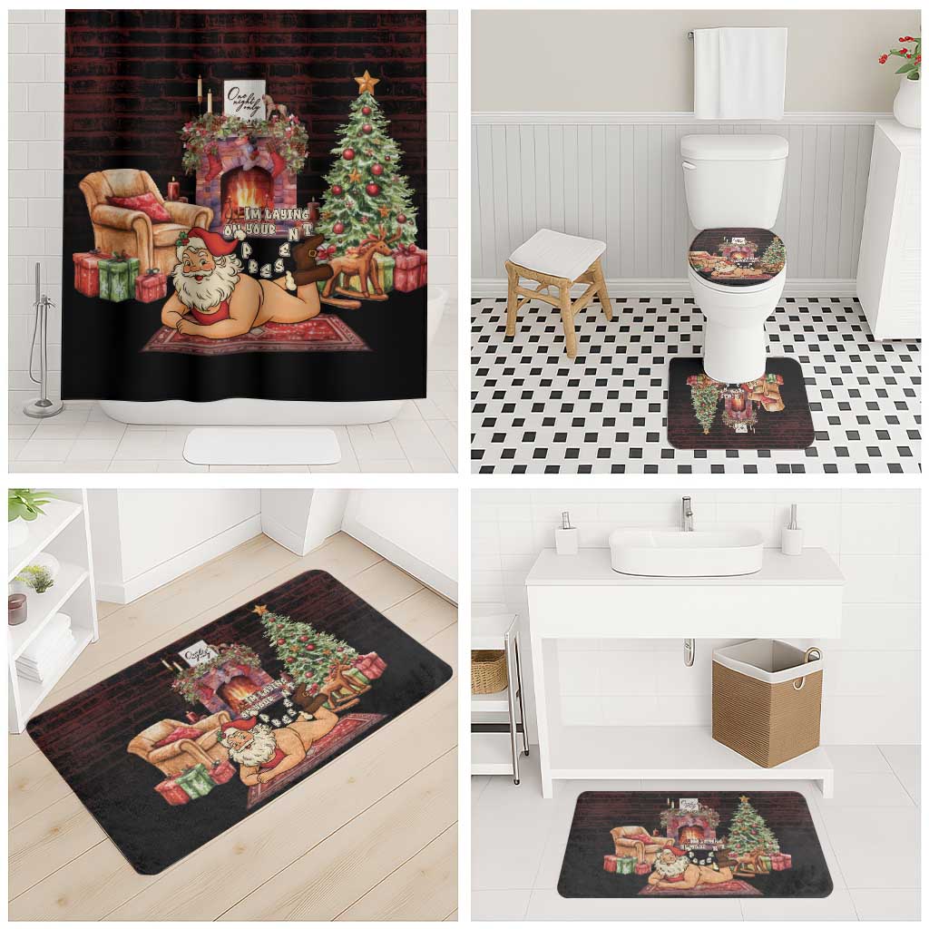 Funny Christmas Bathroom Set Naughty Santa Im Laying On Your Present - Wonder Print Shop