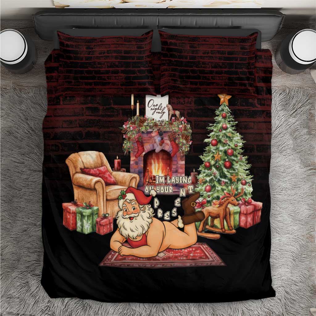 Funny Christmas Bedding Set Naughty Santa Im Laying On Your Present - Wonder Print Shop