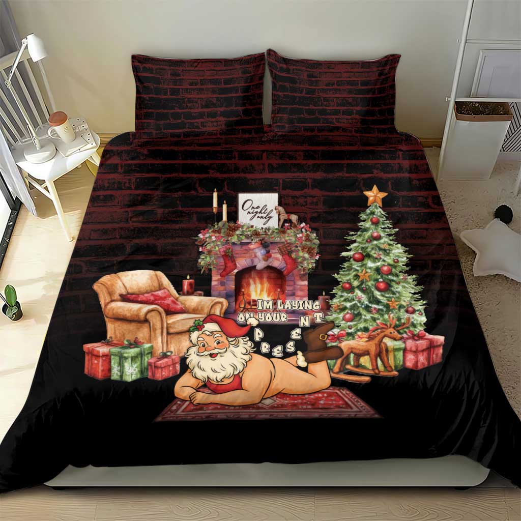 Funny Christmas Bedding Set Naughty Santa Im Laying On Your Present - Wonder Print Shop