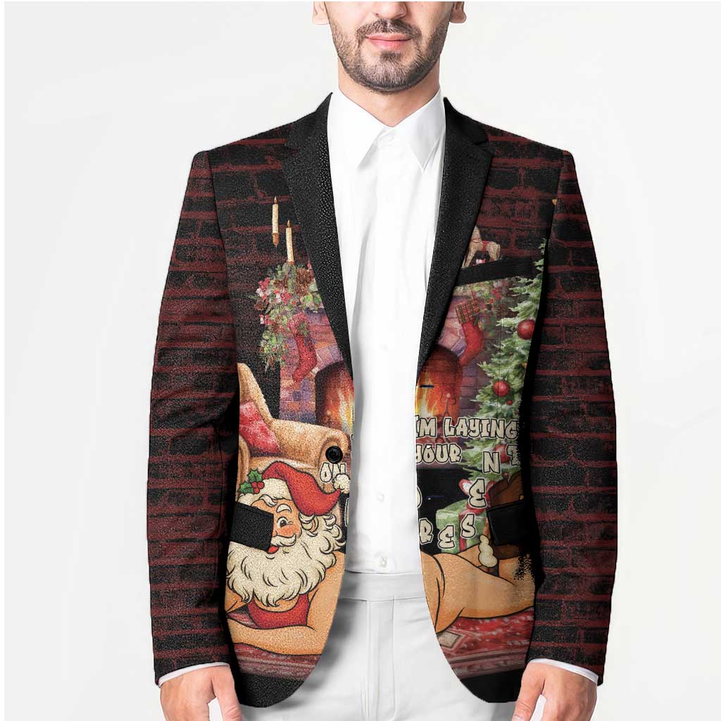 Funny Christmas Blazer Naughty Santa Im Laying On Your Present - Wonder Print Shop