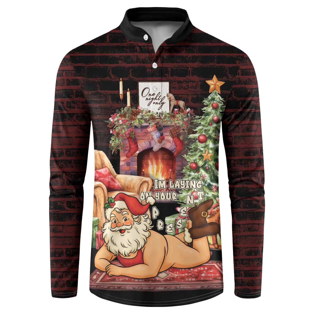 Funny Christmas Button Sweatshirt Naughty Santa Im Laying On Your Present - Wonder Print Shop