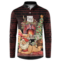 Funny Christmas Button Sweatshirt Naughty Santa Im Laying On Your Present - Wonder Print Shop