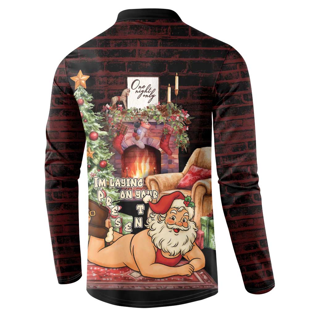 Funny Christmas Button Sweatshirt Naughty Santa Im Laying On Your Present - Wonder Print Shop