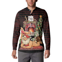 Funny Christmas Button Sweatshirt Naughty Santa Im Laying On Your Present - Wonder Print Shop