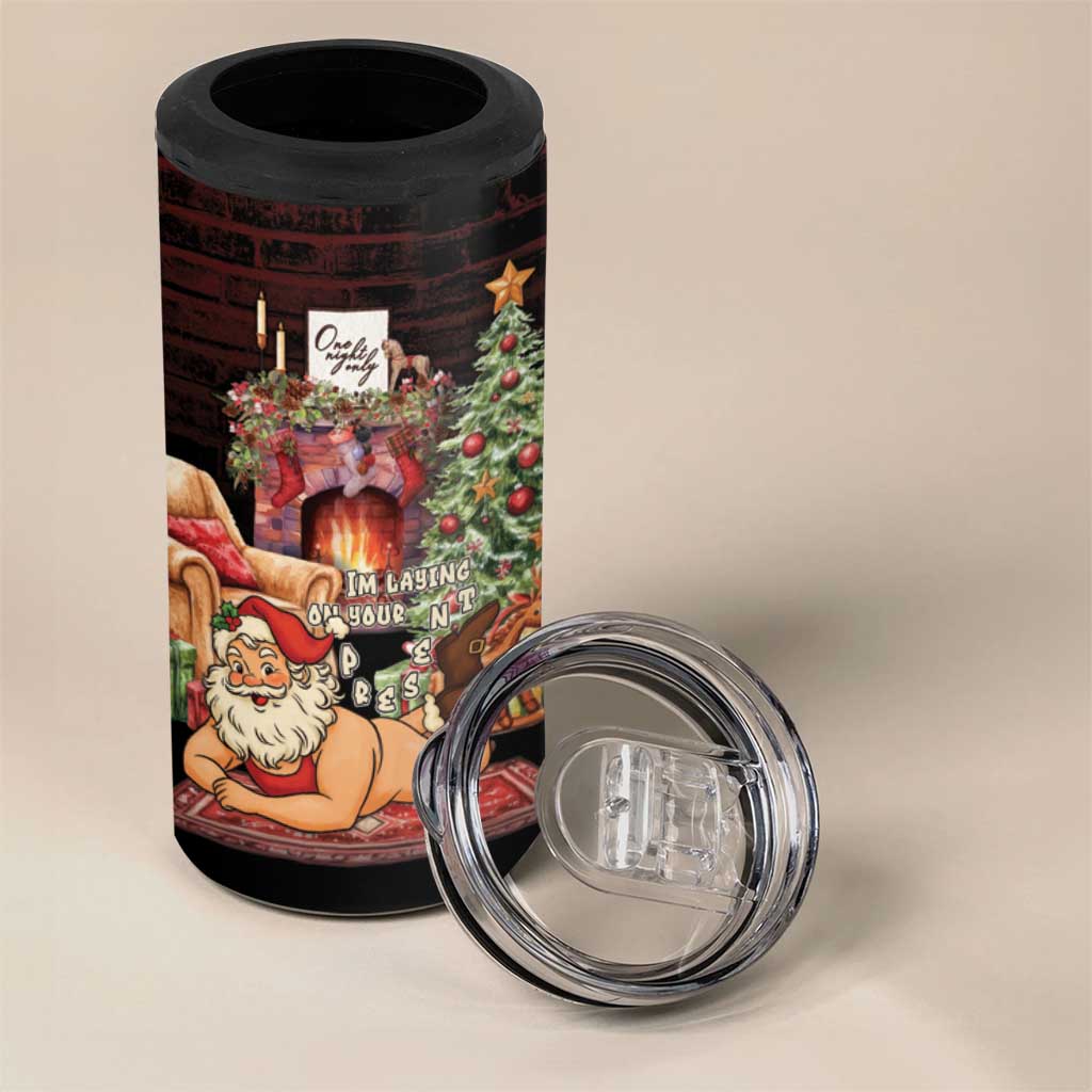 Funny Christmas 4 in 1 Can Cooler Tumbler Naughty Santa Im Laying On Your Present - Wonder Print Shop