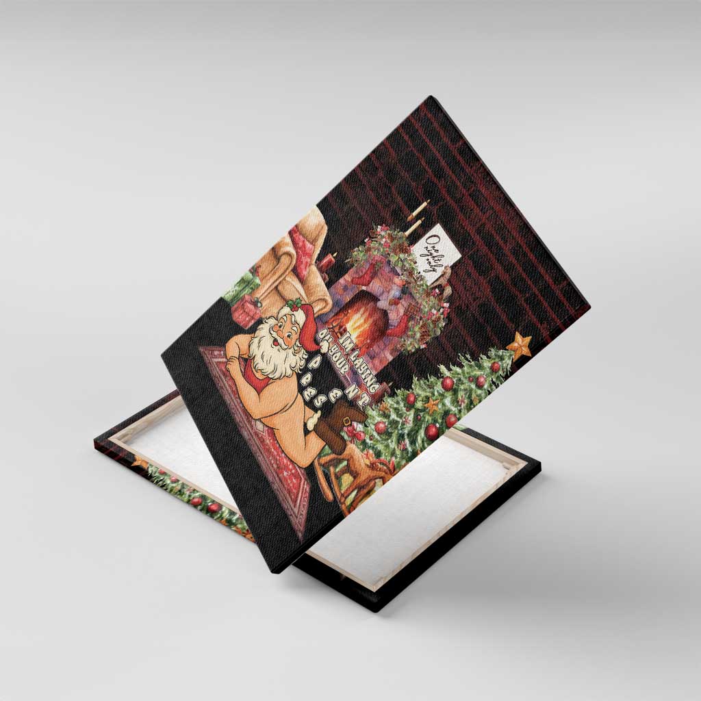 Funny Christmas Canvas Wall Art Naughty Santa Im Laying On Your Present - Wonder Print Shop