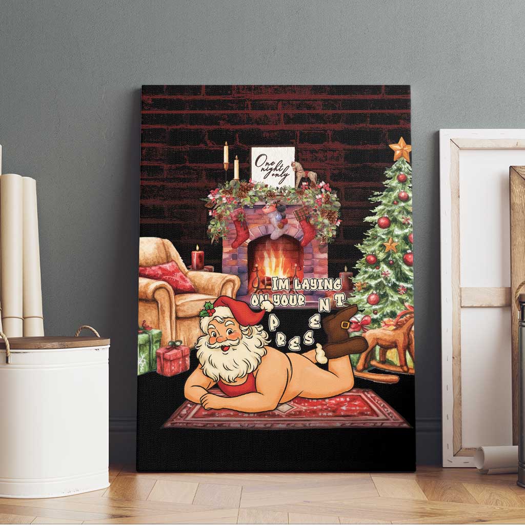 Funny Christmas Canvas Wall Art Naughty Santa Im Laying On Your Present - Wonder Print Shop