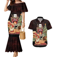 Funny Christmas Couples Matching Mermaid Dress and Hawaiian Shirt Naughty Santa Im Laying On Your Present - Wonder Print Shop