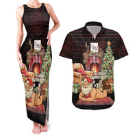 Funny Christmas Couples Matching Tank Maxi Dress and Hawaiian Shirt Naughty Santa Im Laying On Your Present - Wonder Print Shop