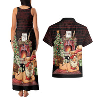 Funny Christmas Couples Matching Tank Maxi Dress and Hawaiian Shirt Naughty Santa Im Laying On Your Present - Wonder Print Shop