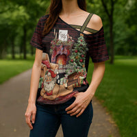 Funny Christmas Cross Shoulder Shirt Naughty Santa Im Laying On Your Present - Wonder Print Shop