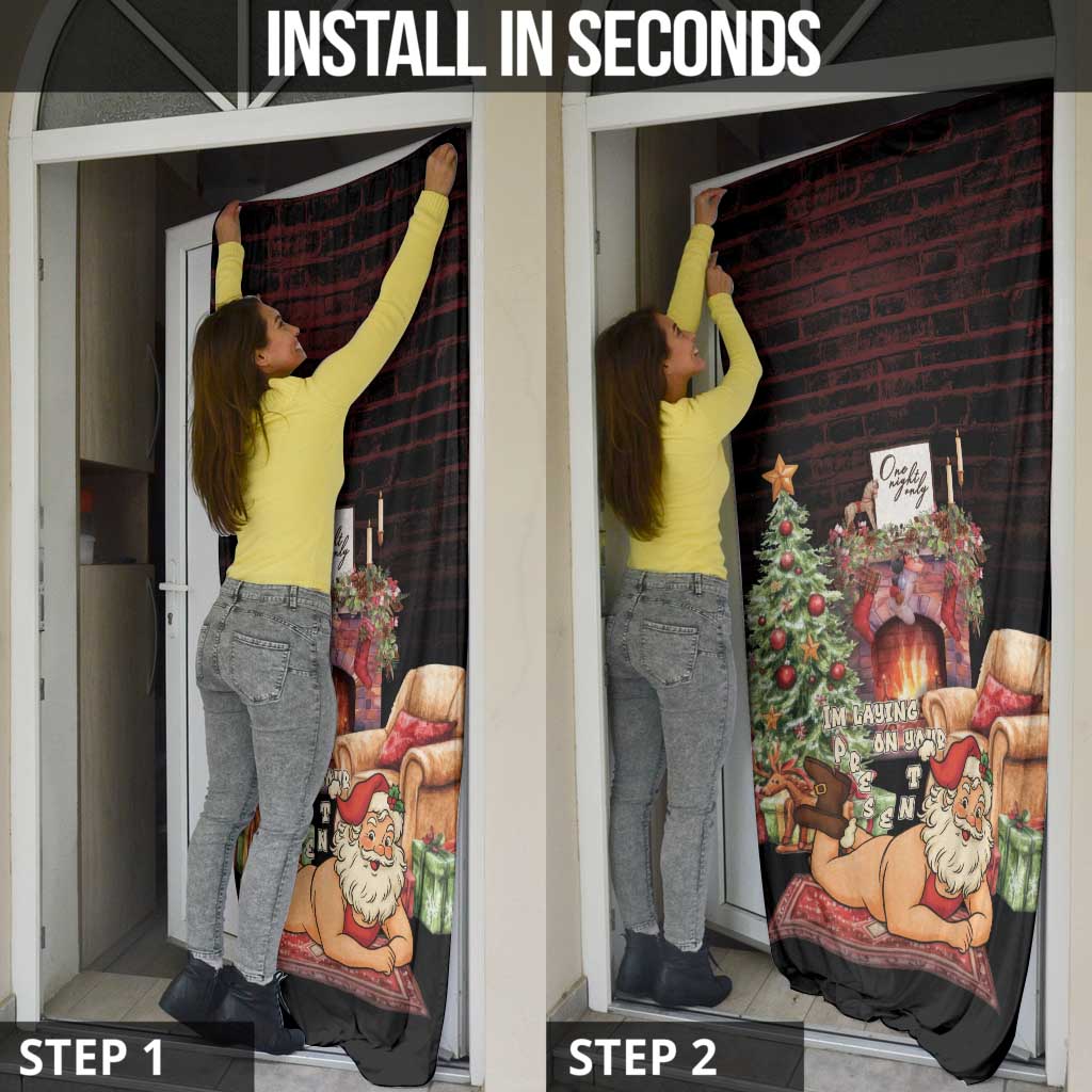 Funny Christmas Door Cover Naughty Santa Im Laying On Your Present - Wonder Print Shop