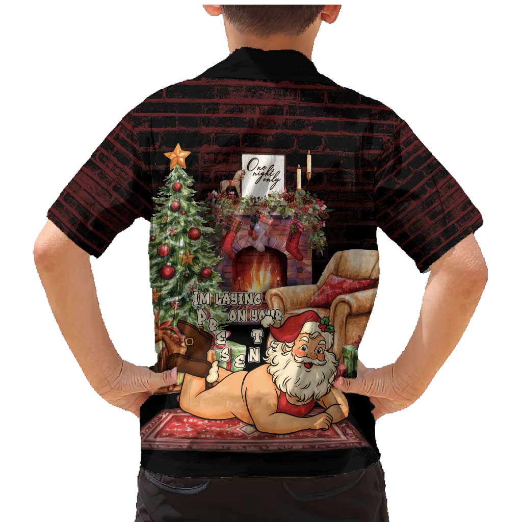 Funny Christmas Family Matching Mermaid Dress and Hawaiian Shirt Naughty Santa Im Laying On Your Present - Wonder Print Shop