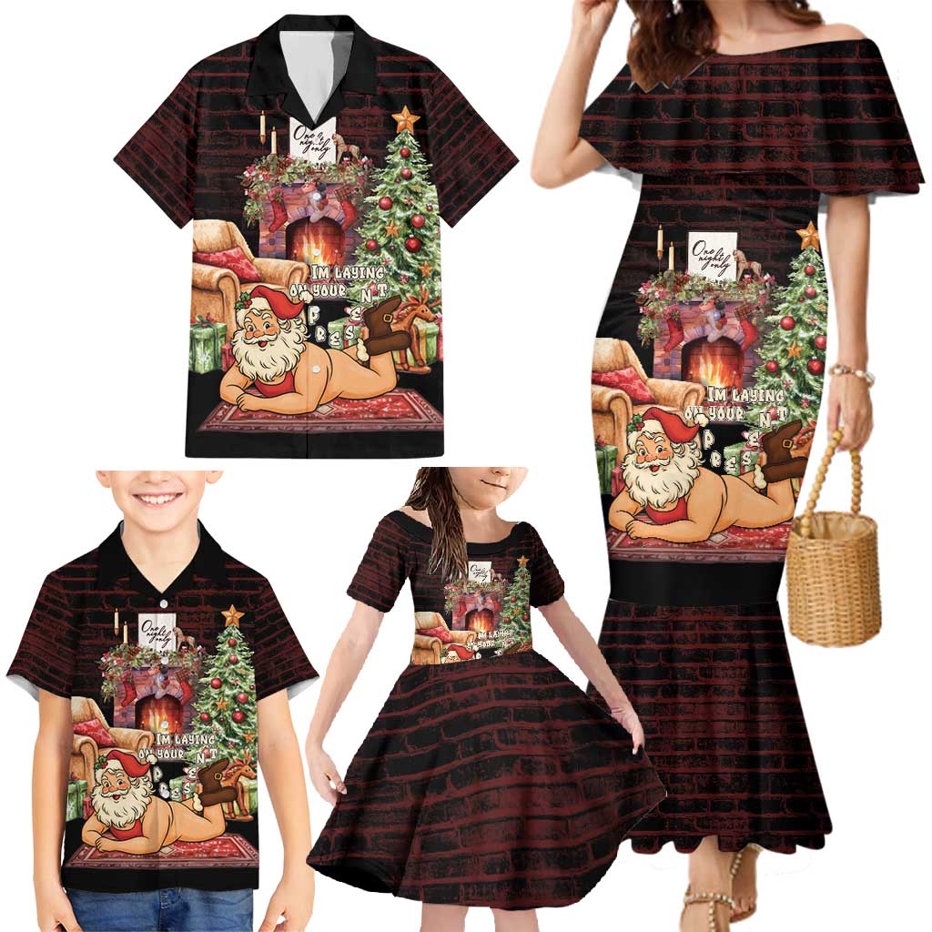 Funny Christmas Family Matching Mermaid Dress and Hawaiian Shirt Naughty Santa Im Laying On Your Present - Wonder Print Shop
