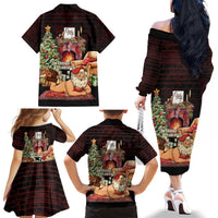 Funny Christmas Family Matching Off The Shoulder Long Sleeve Dress and Hawaiian Shirt Naughty Santa Im Laying On Your Present - Wonder Print Shop