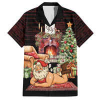 Funny Christmas Family Matching Off The Shoulder Long Sleeve Dress and Hawaiian Shirt Naughty Santa Im Laying On Your Present - Wonder Print Shop