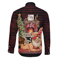 Funny Christmas Family Matching Off The Shoulder Long Sleeve Dress and Hawaiian Shirt Naughty Santa Im Laying On Your Present - Wonder Print Shop