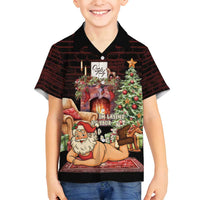 Funny Christmas Family Matching Off Shoulder Maxi Dress and Hawaiian Shirt Naughty Santa Im Laying On Your Present - Wonder Print Shop