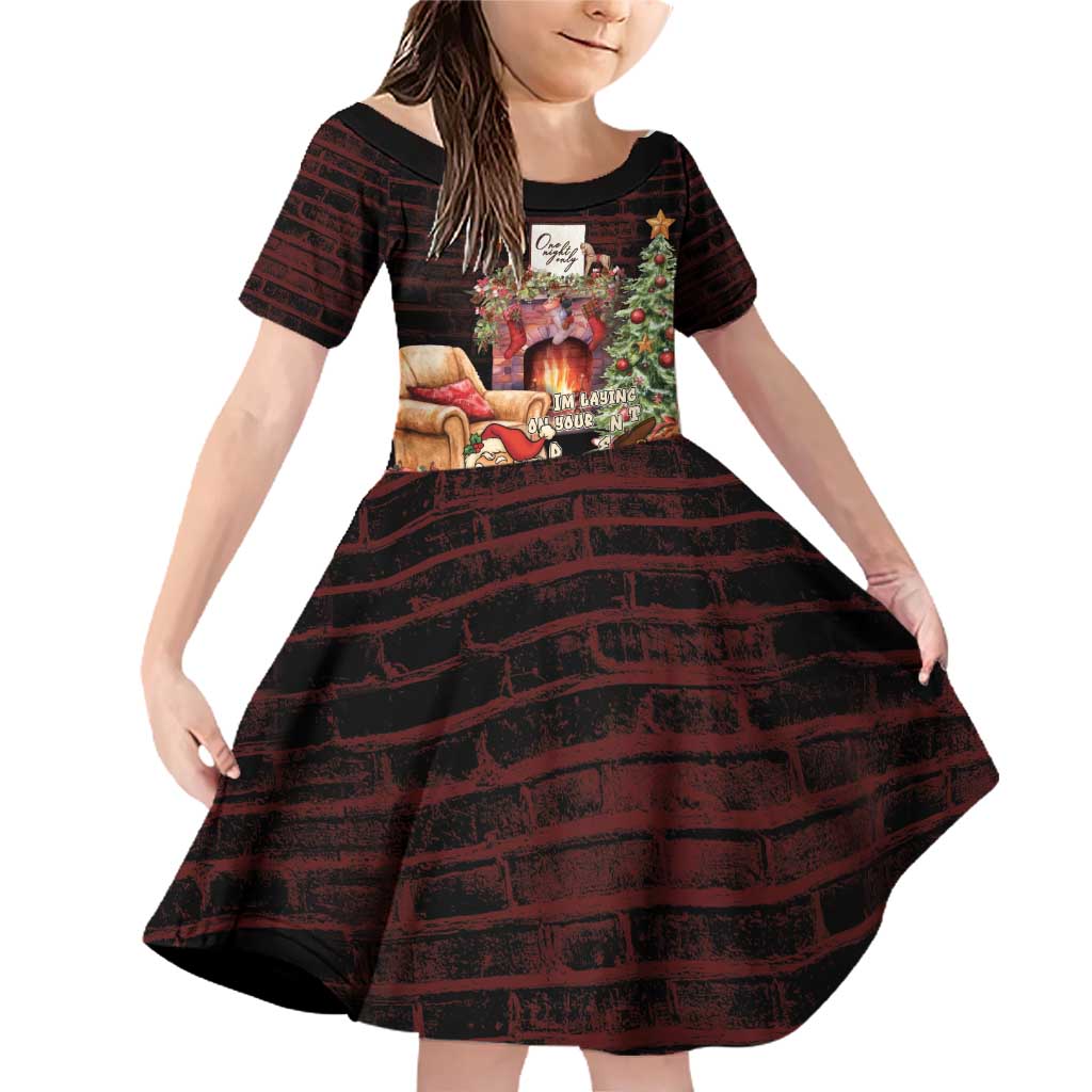 Funny Christmas Family Matching Off Shoulder Short Dress and Hawaiian Shirt Naughty Santa Im Laying On Your Present - Wonder Print Shop