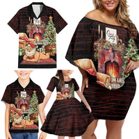 Funny Christmas Family Matching Off Shoulder Short Dress and Hawaiian Shirt Naughty Santa Im Laying On Your Present - Wonder Print Shop