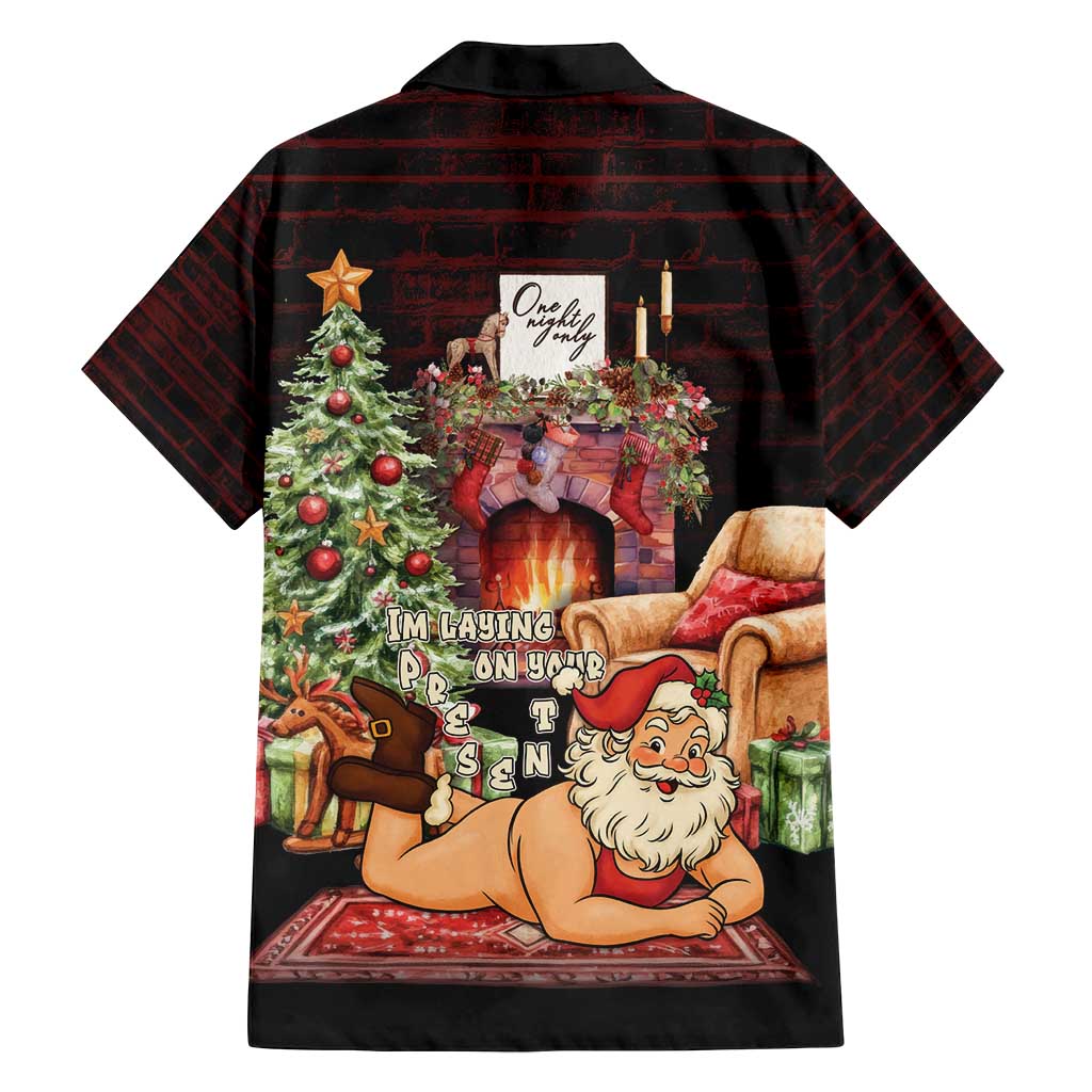 Funny Christmas Family Matching Off Shoulder Short Dress and Hawaiian Shirt Naughty Santa Im Laying On Your Present - Wonder Print Shop