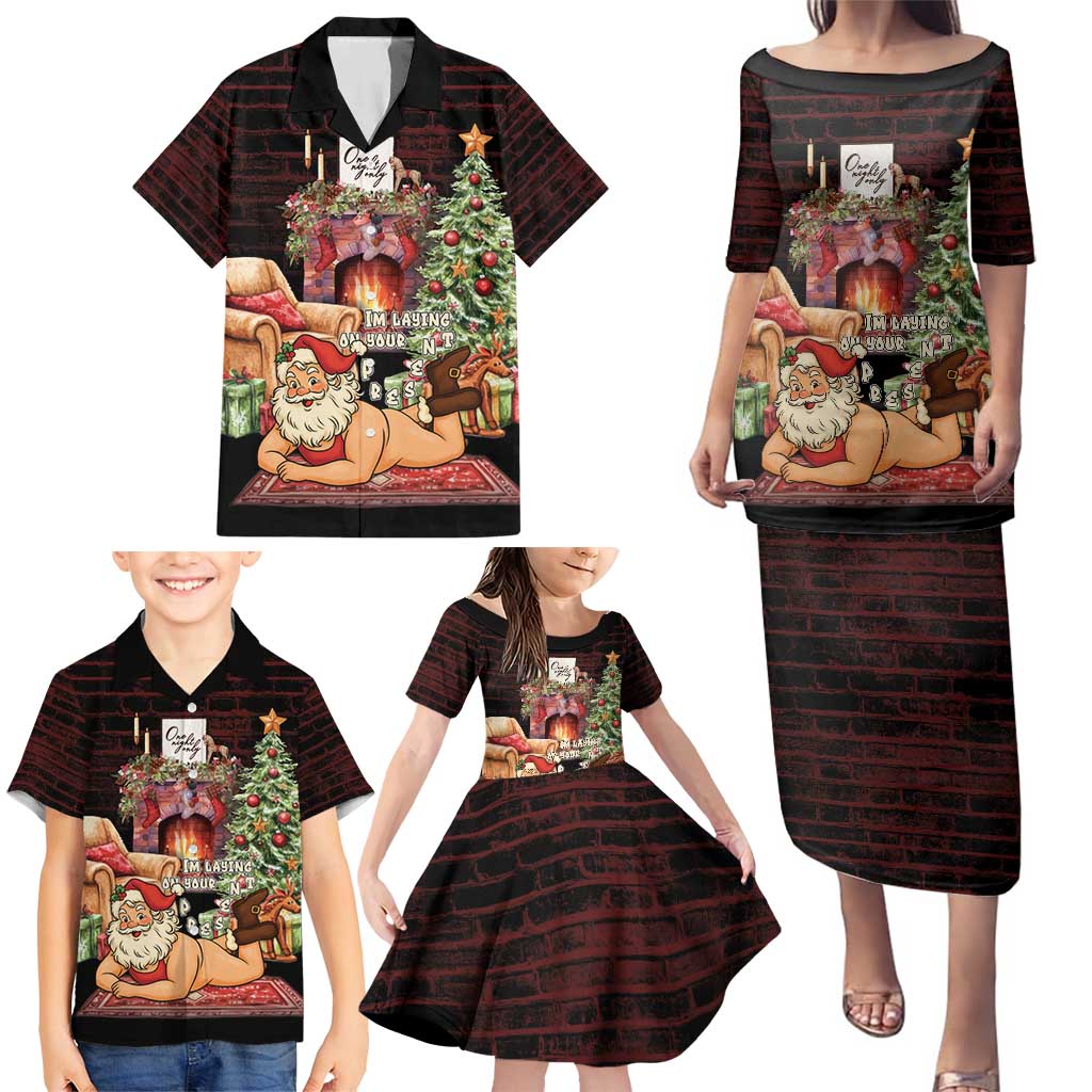 Funny Christmas Family Matching Puletasi and Hawaiian Shirt Naughty Santa Im Laying On Your Present - Wonder Print Shop