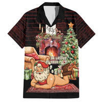 Funny Christmas Family Matching Short Sleeve Bodycon Dress and Hawaiian Shirt Naughty Santa Im Laying On Your Present - Wonder Print Shop