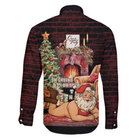 Funny Christmas Family Matching Short Sleeve Bodycon Dress and Hawaiian Shirt Naughty Santa Im Laying On Your Present - Wonder Print Shop