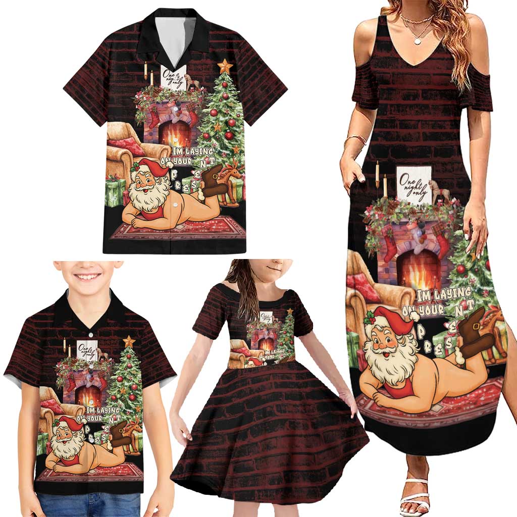 Funny Christmas Family Matching Summer Maxi Dress and Hawaiian Shirt Naughty Santa Im Laying On Your Present - Wonder Print Shop
