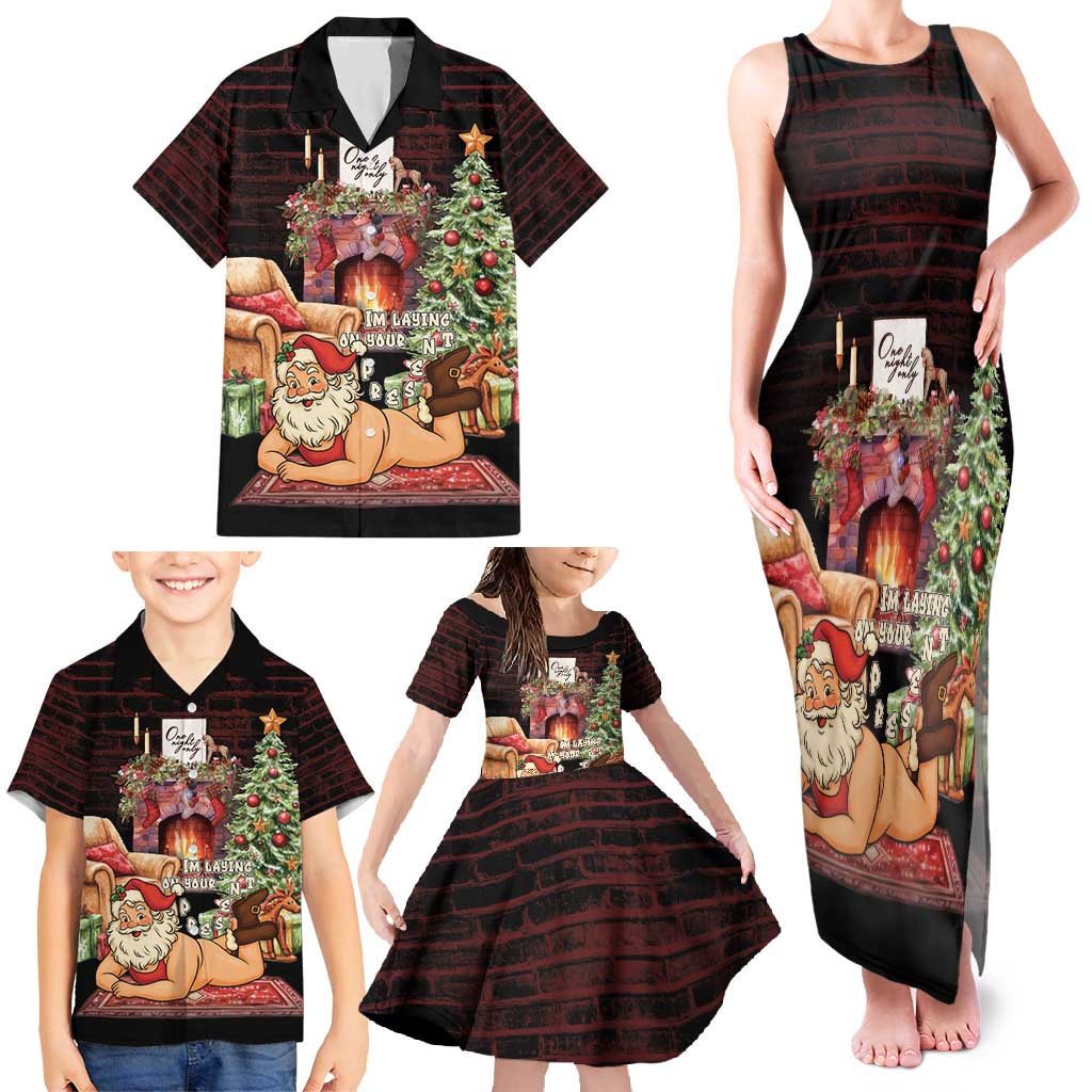 Funny Christmas Family Matching Tank Maxi Dress and Hawaiian Shirt Naughty Santa Im Laying On Your Present - Wonder Print Shop