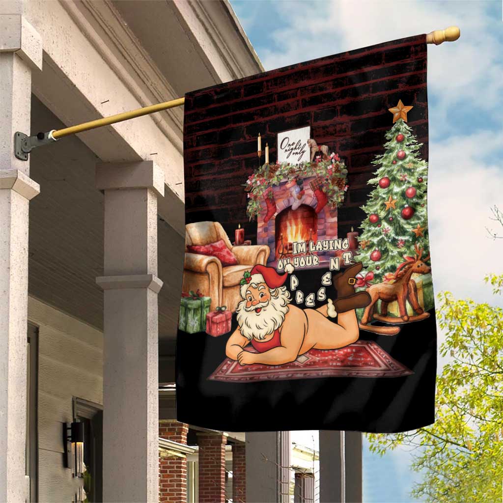 Funny Christmas Garden Flag Naughty Santa Im Laying On Your Present - Wonder Print Shop