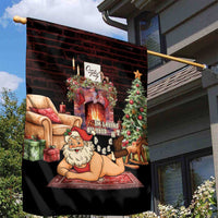 Funny Christmas Garden Flag Naughty Santa Im Laying On Your Present - Wonder Print Shop